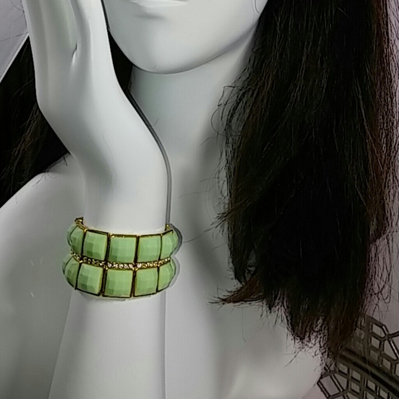 Bracelet Green with Rhinestones #J4 - Picture 3 of 5